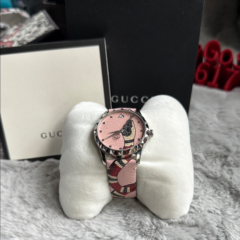 Gucci Pink and Black Luxury Watch